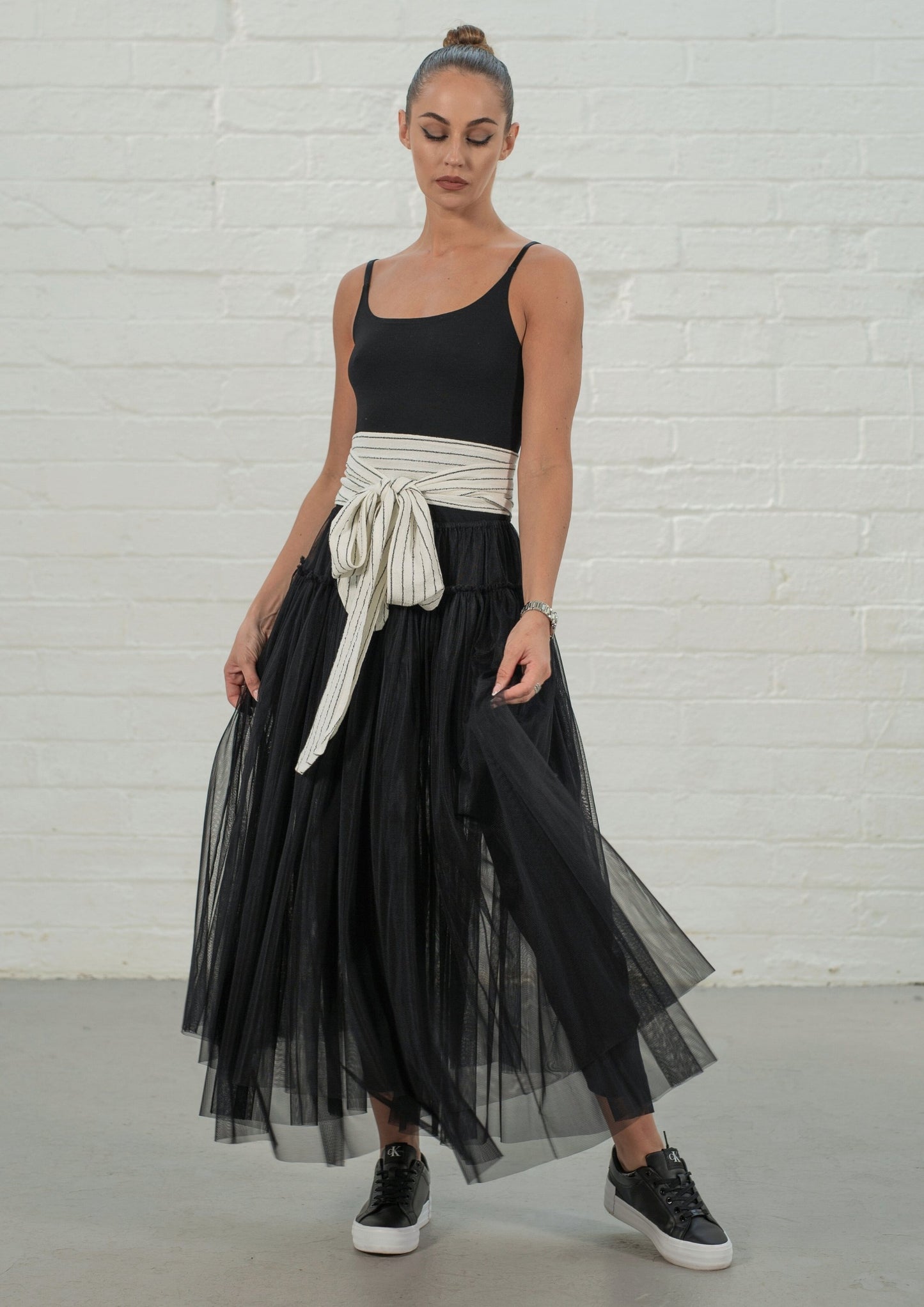 Rowan Double-Layer Tulle Skirt (Black & Navy)