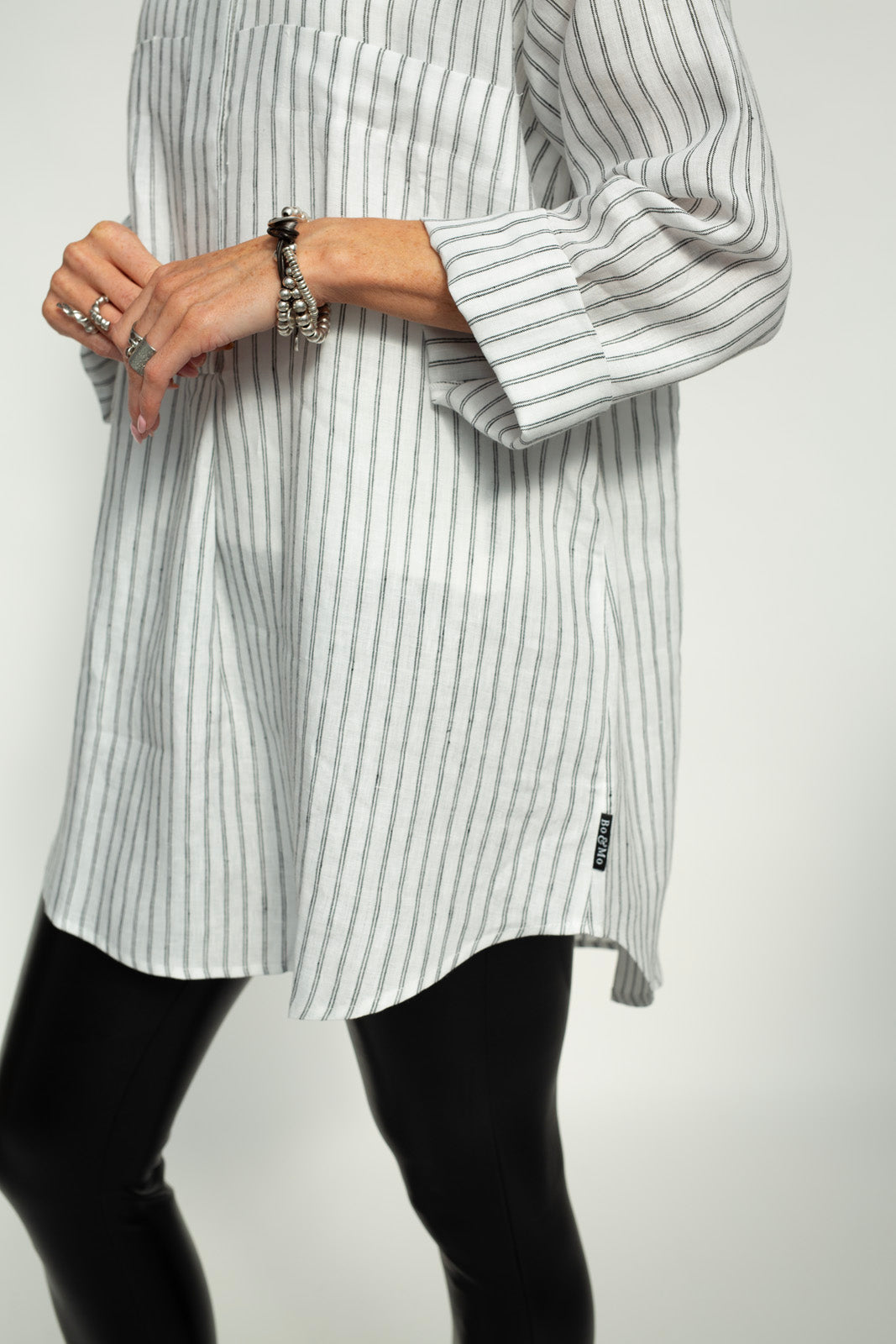 Dara Linen shirt : Limited Edition : white stripe linen