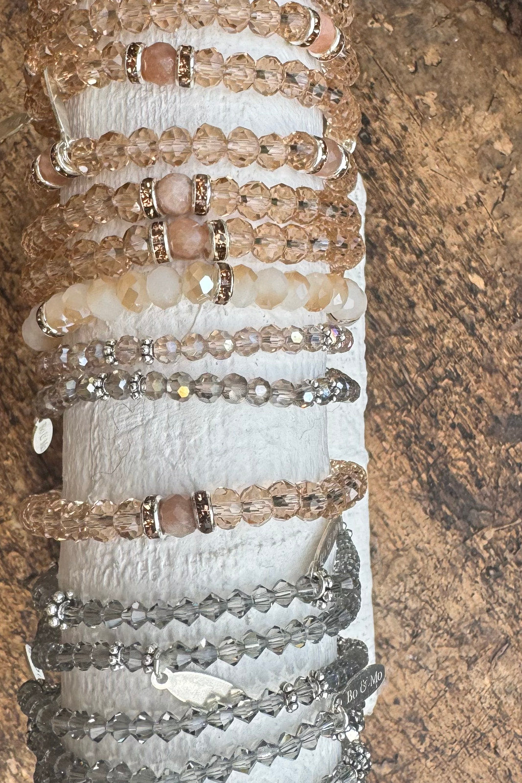 Bo&Mo 'Totem' Bracelet : Champagne Crystal