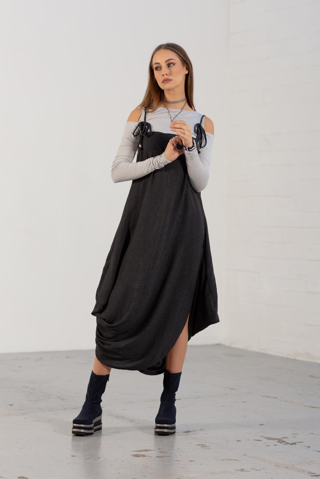 Black 'Athena' Pinstripe Pinny