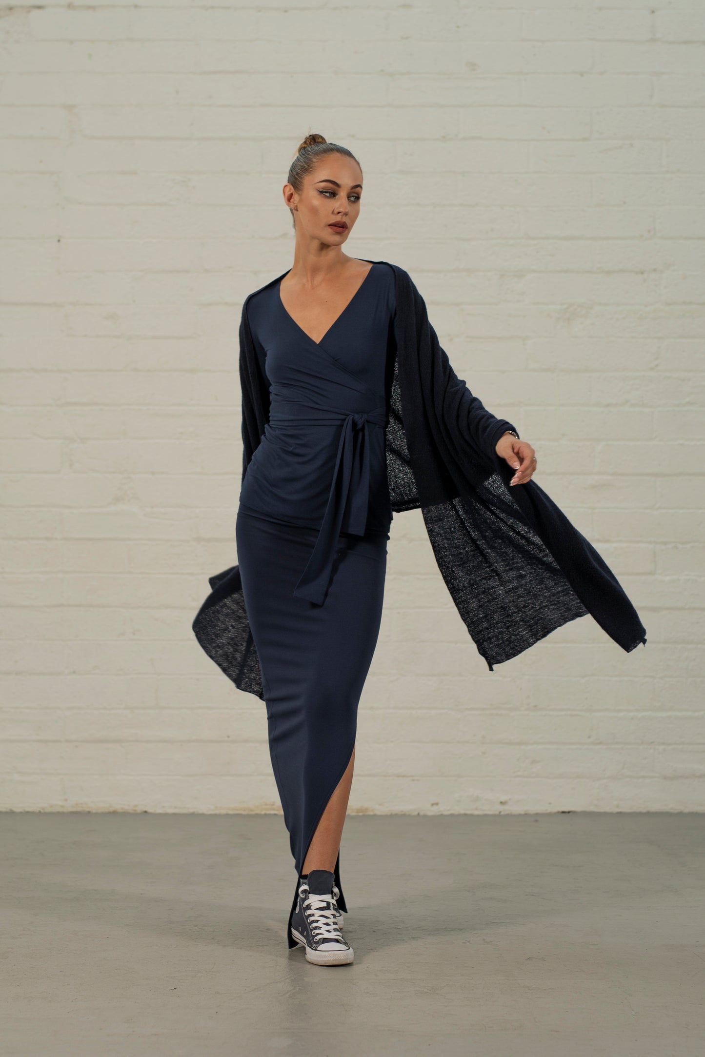 Dafna Slit Skirt: Navy (Long)