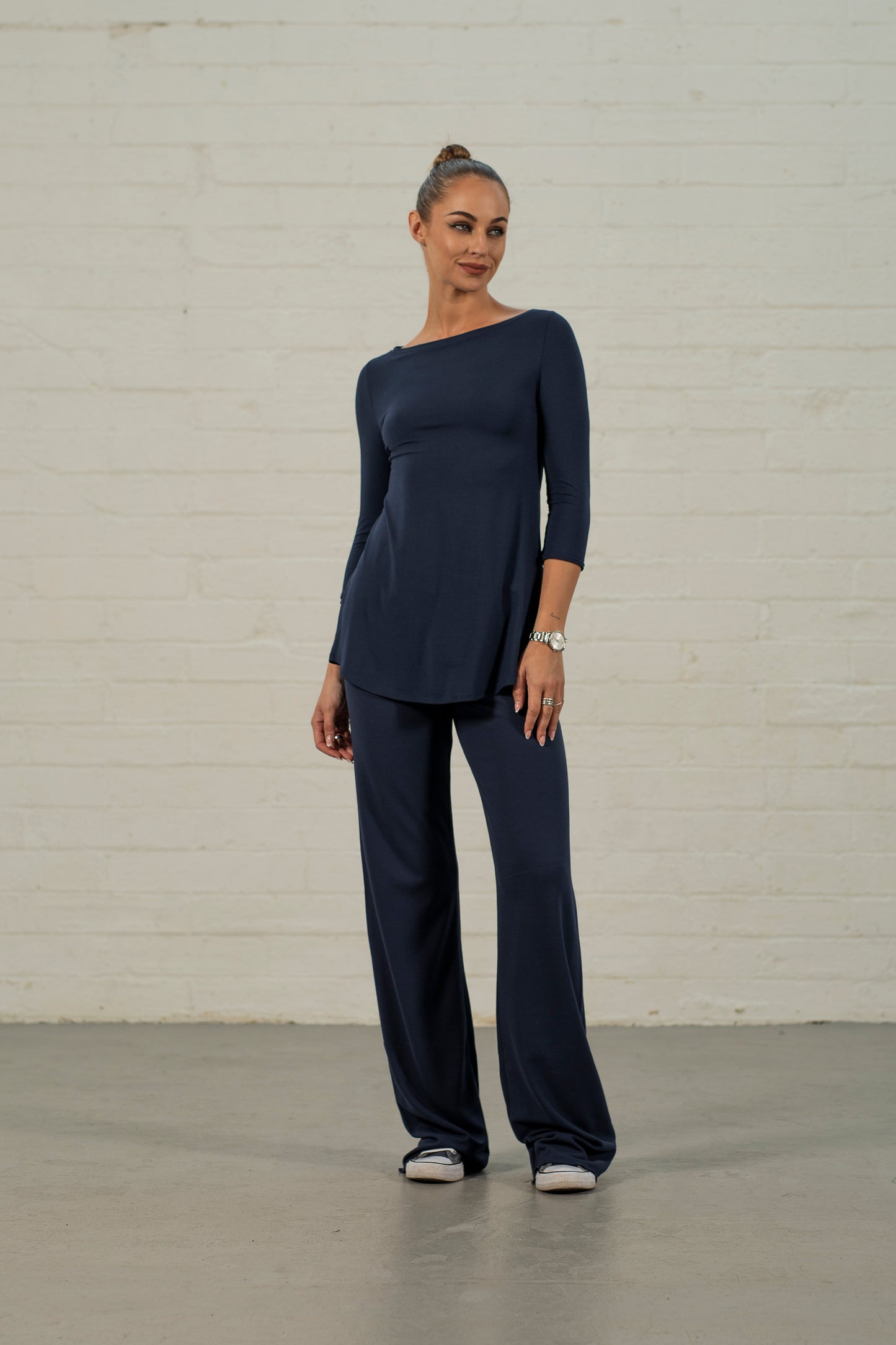 Ailsa Navy Viscose Jersey Top