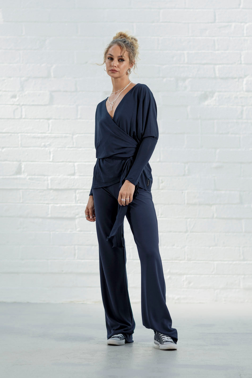Navy Bella Wrap Top