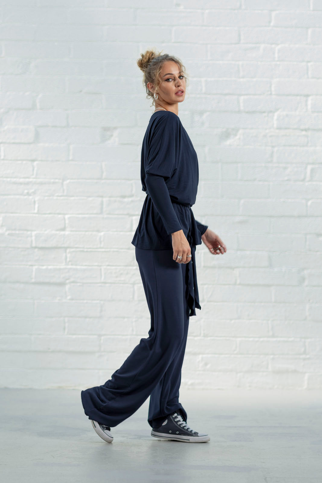 Navy Bella Wrap Top