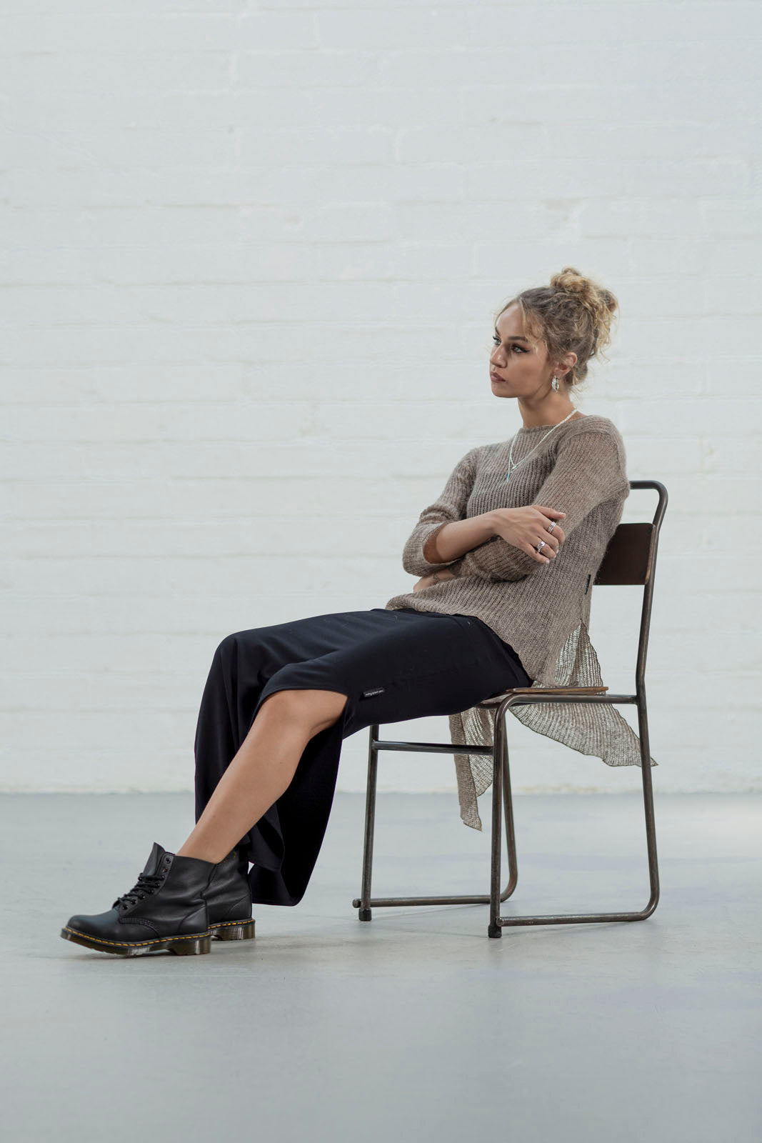 Dafna Slit Skirt: Black (Long)