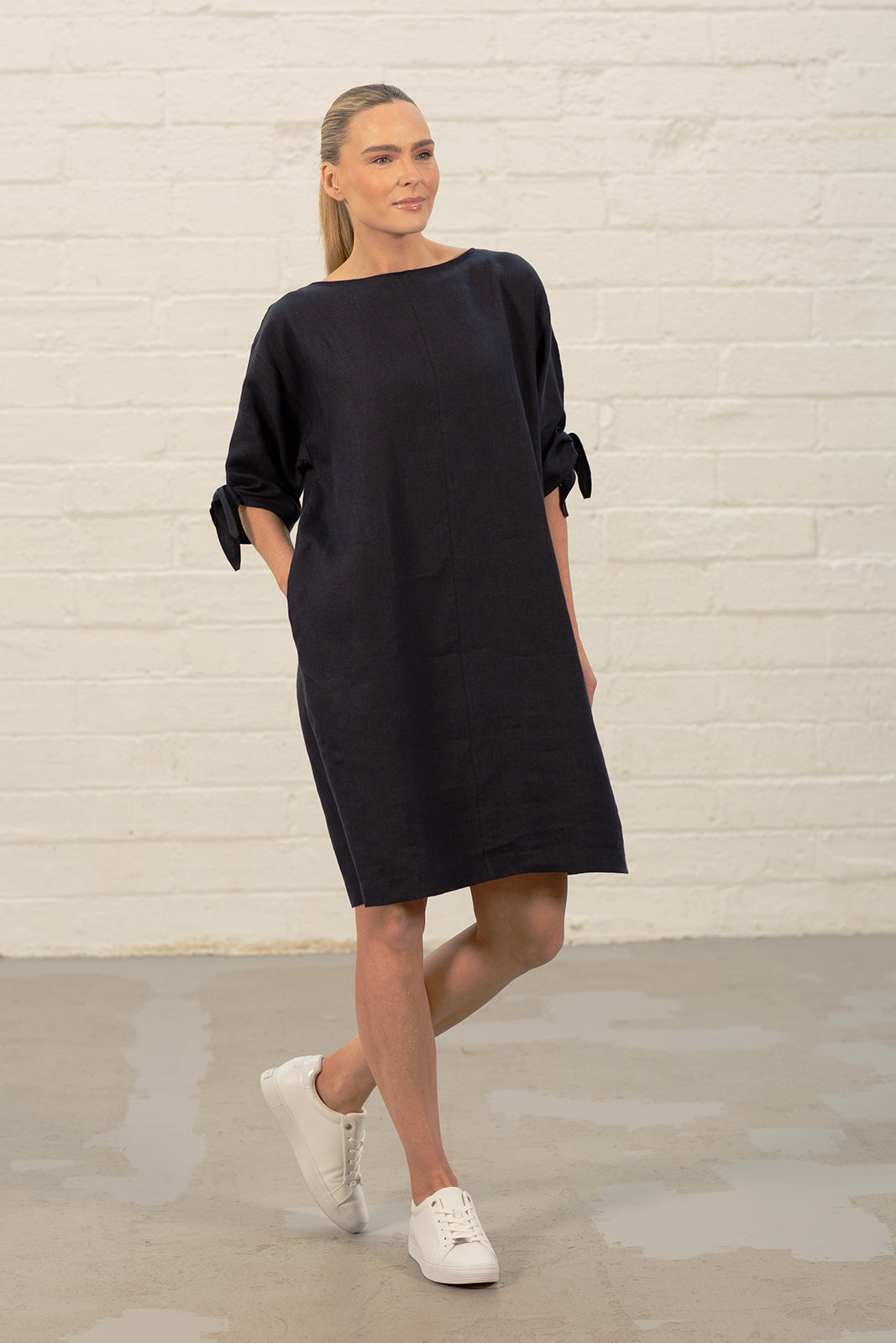 Claudia Navy Linen Tunic