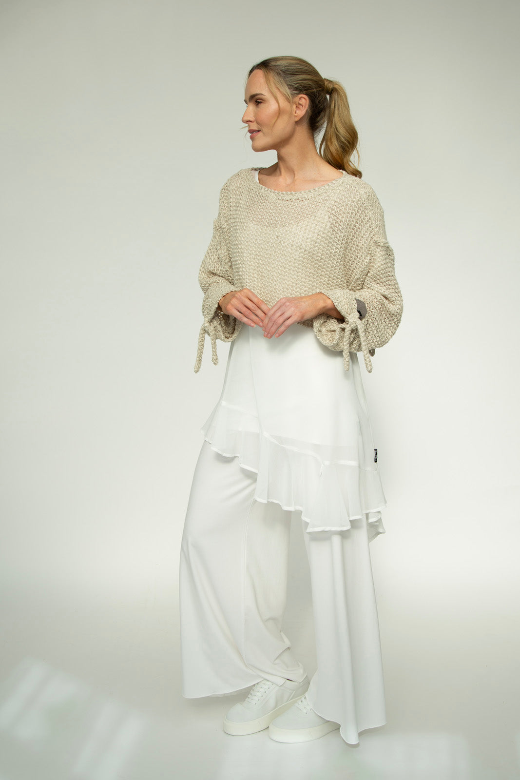 Brona Chiffon Tunic: Ecru chiffon