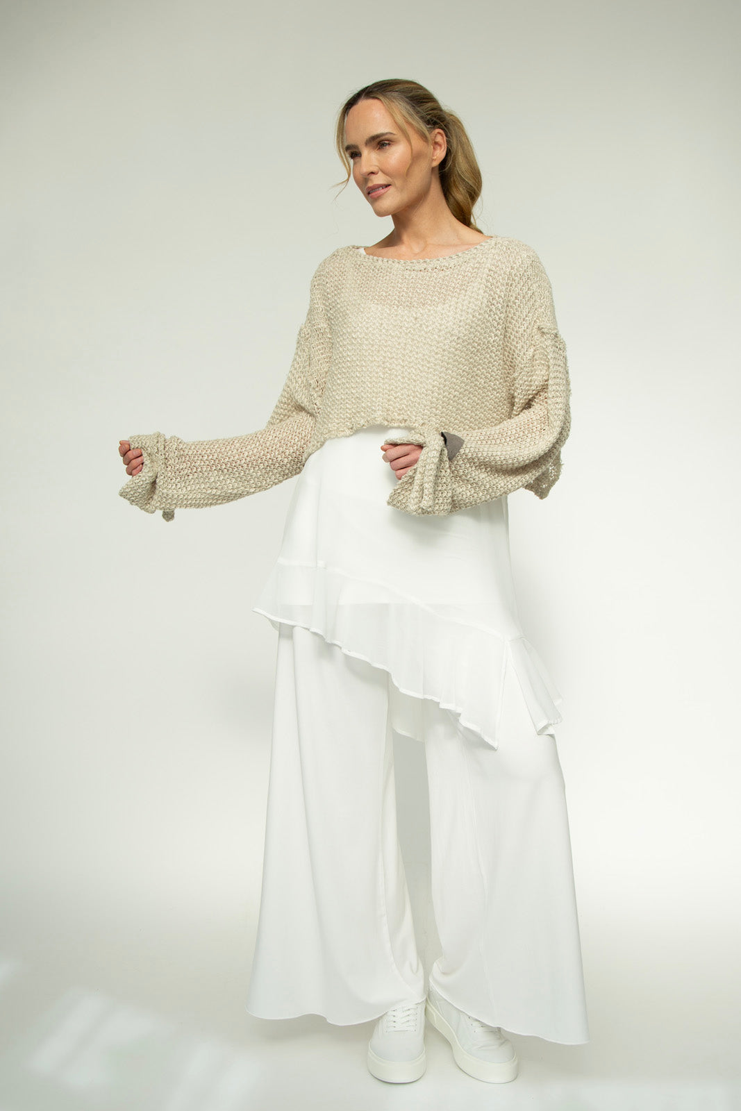 Alex Crop Knit Jumper Flax : Limited Edition