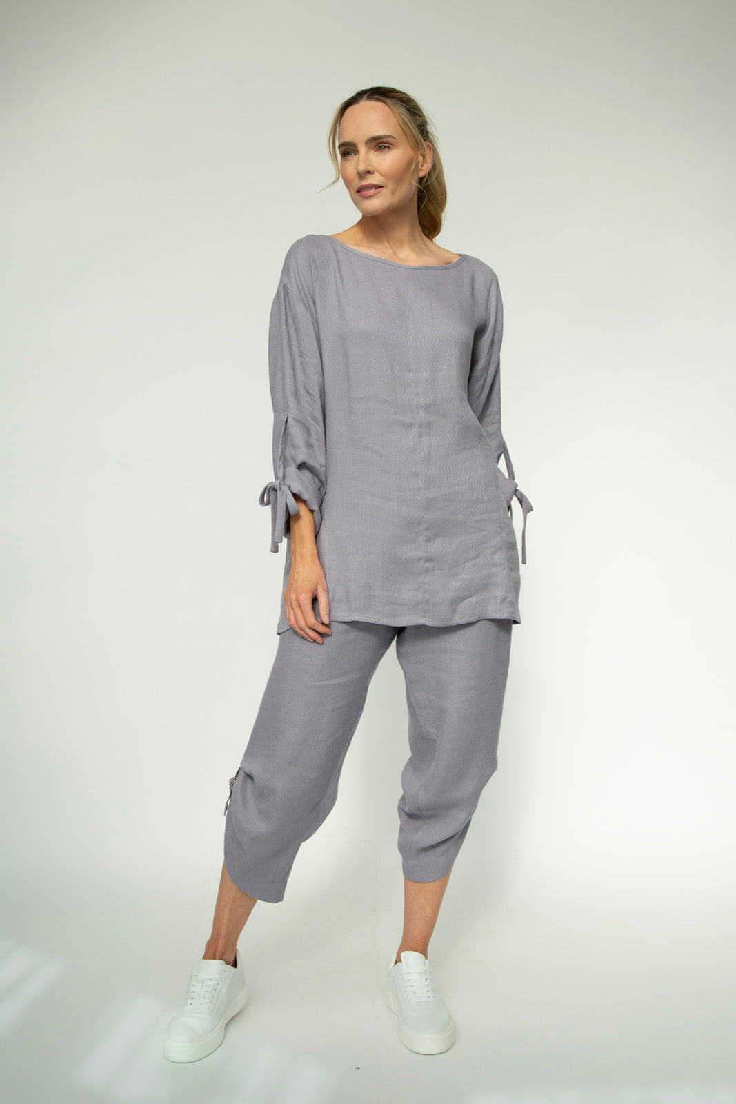 Nika Linen pants : Silver Frost