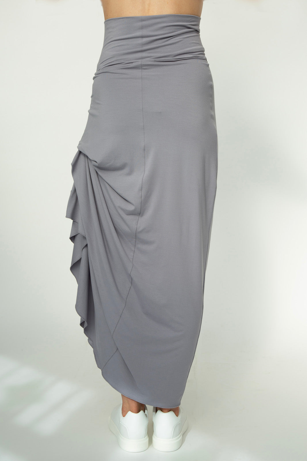 Harper Viscose Jersey Asymetrical Skirt (Silver Mist): Limited Edition