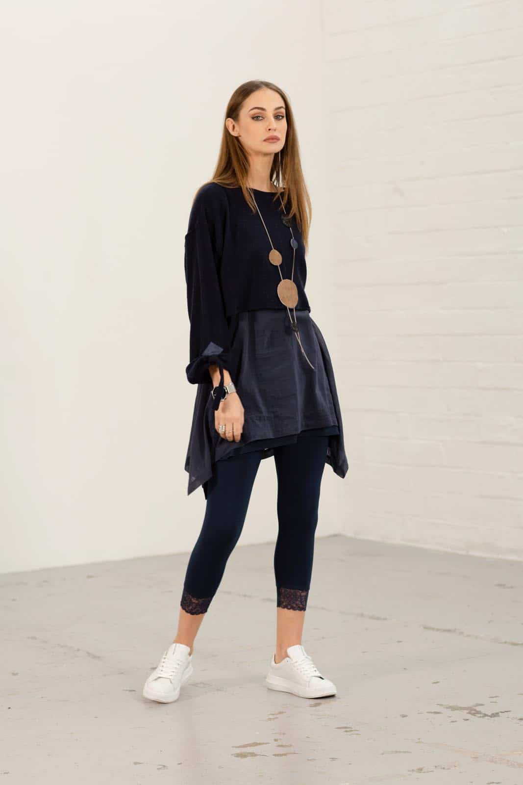 Navy Myla Chiffon Tunic