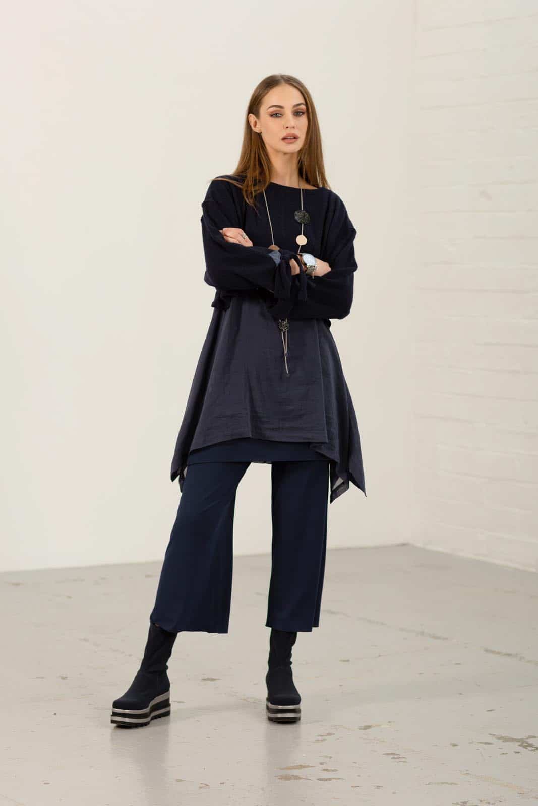 Navy Myla Chiffon Tunic