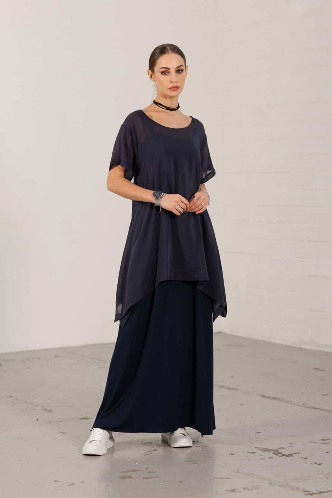 Navy Myla Chiffon Tunic