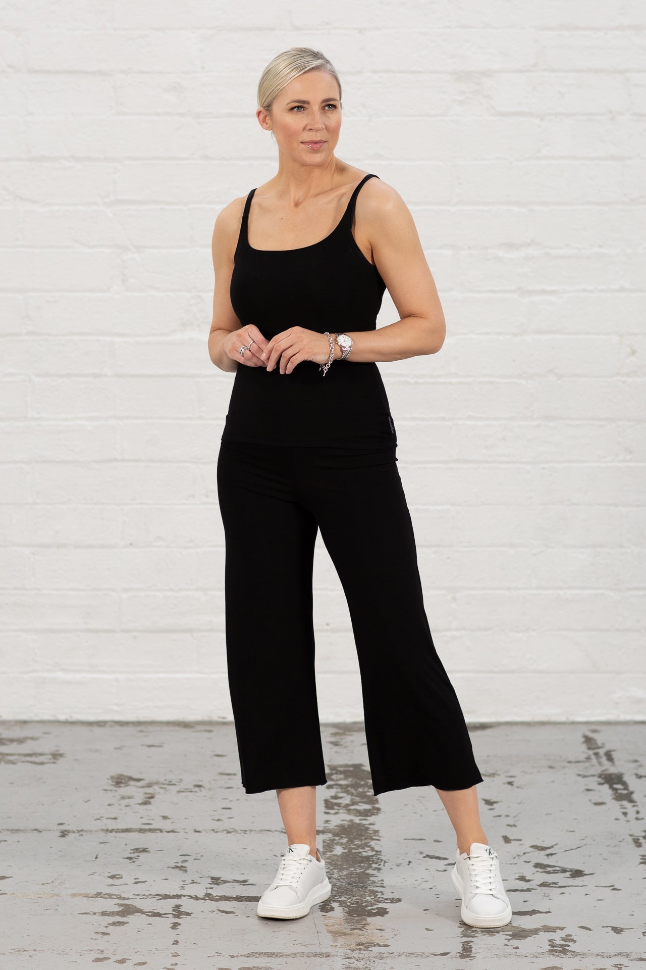 Black Ellen Crop Palazzos