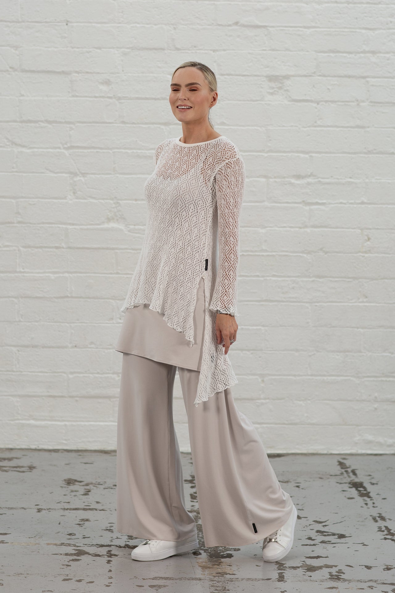Freya Lace-Knit Jumper Ecru