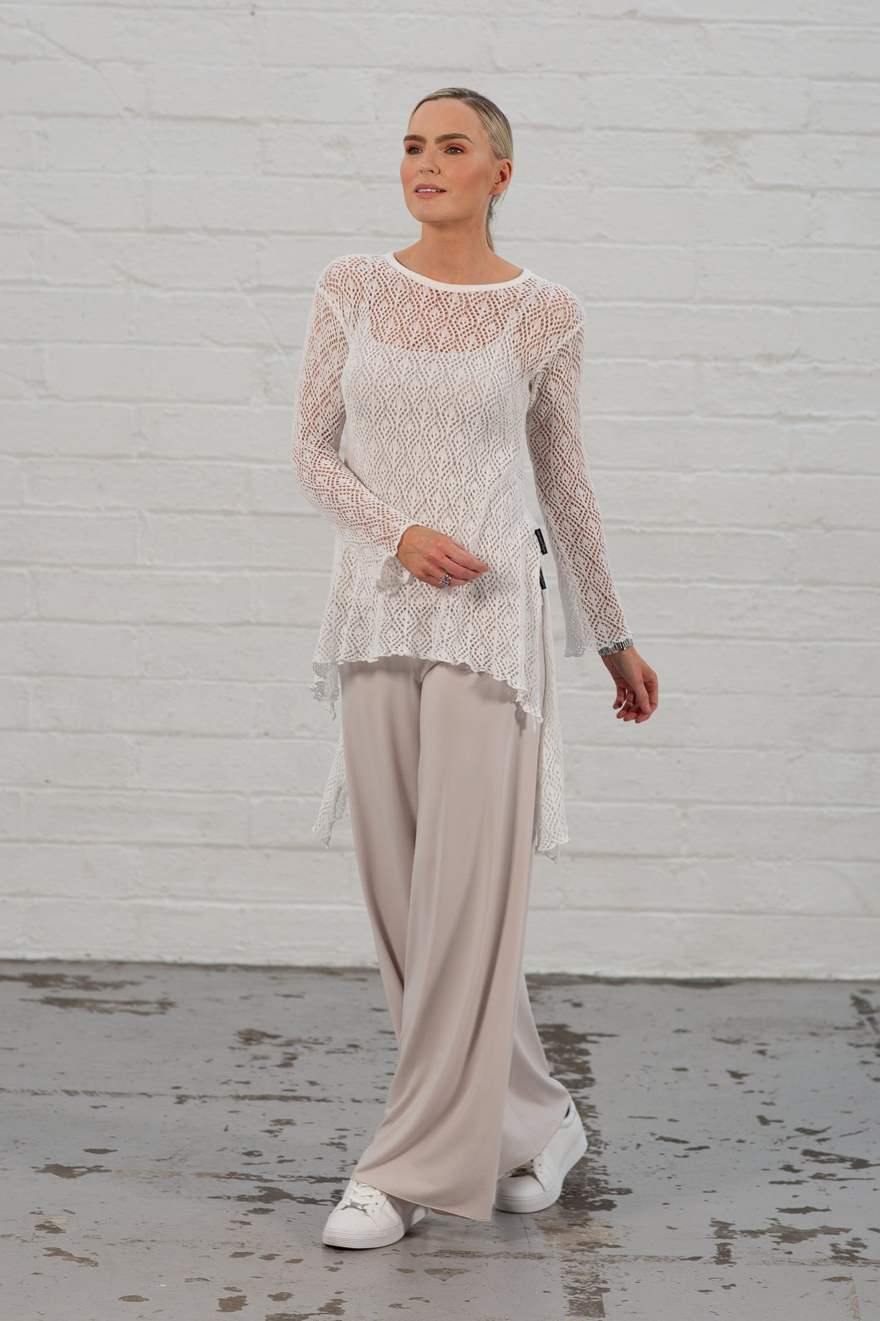 Freya Lace-Knit Jumper Ecru