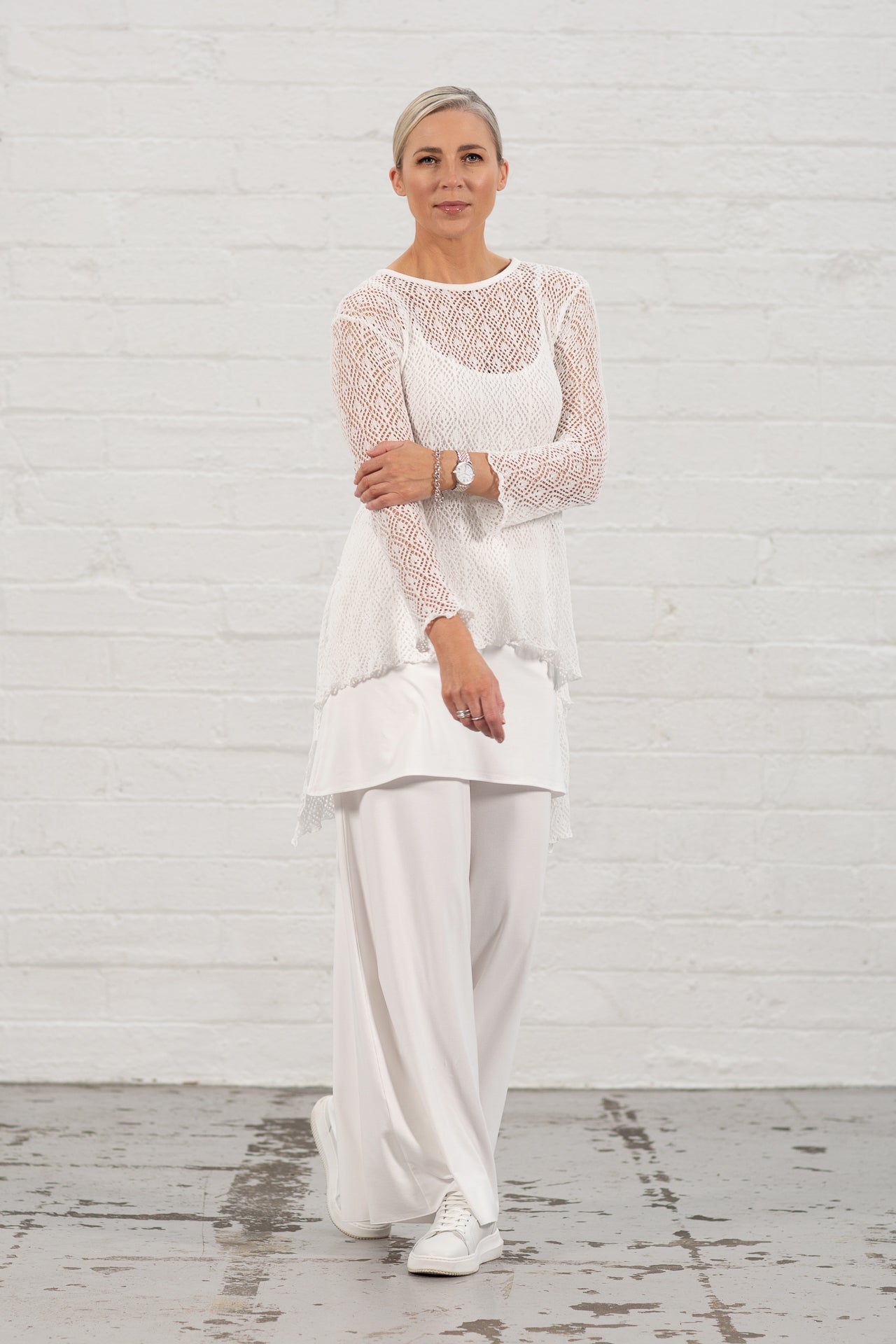Freya Lace-Knit Jumper Ecru