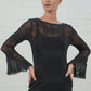 Rhea Flute Sleeve Top - Black Lace