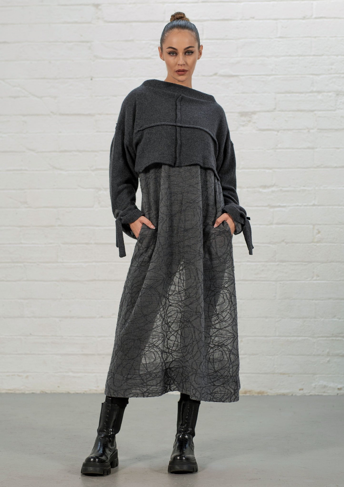 Xena Merino Wool Grey Dress