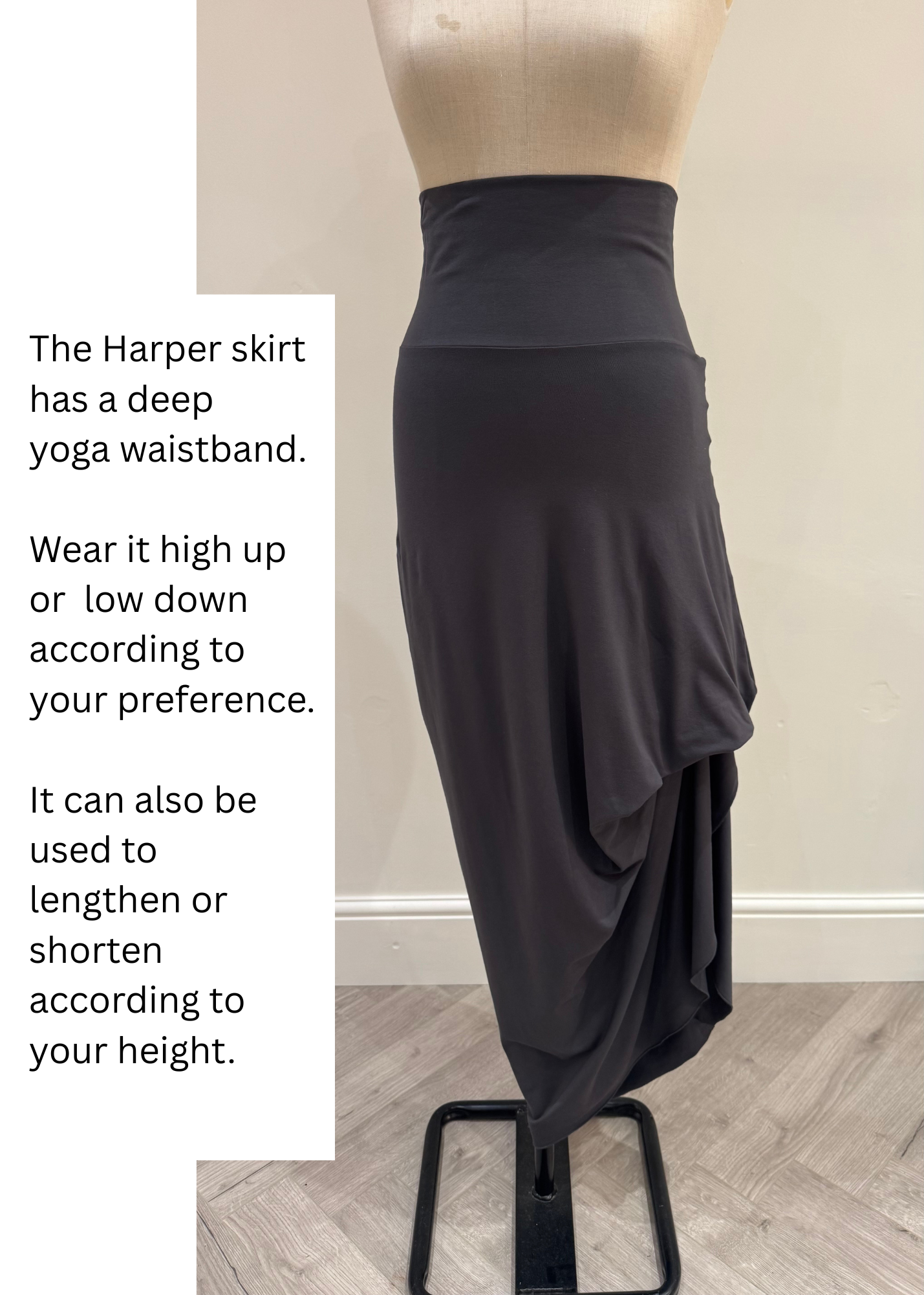 Harper Viscose Jersey Asymetrical Skirt (Lead)