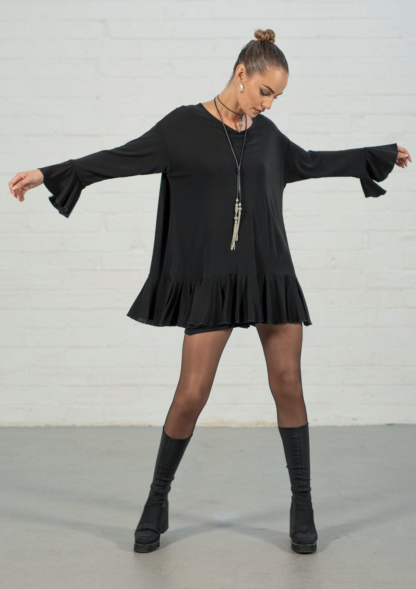 Cassia Black Lux Crepe Tunic