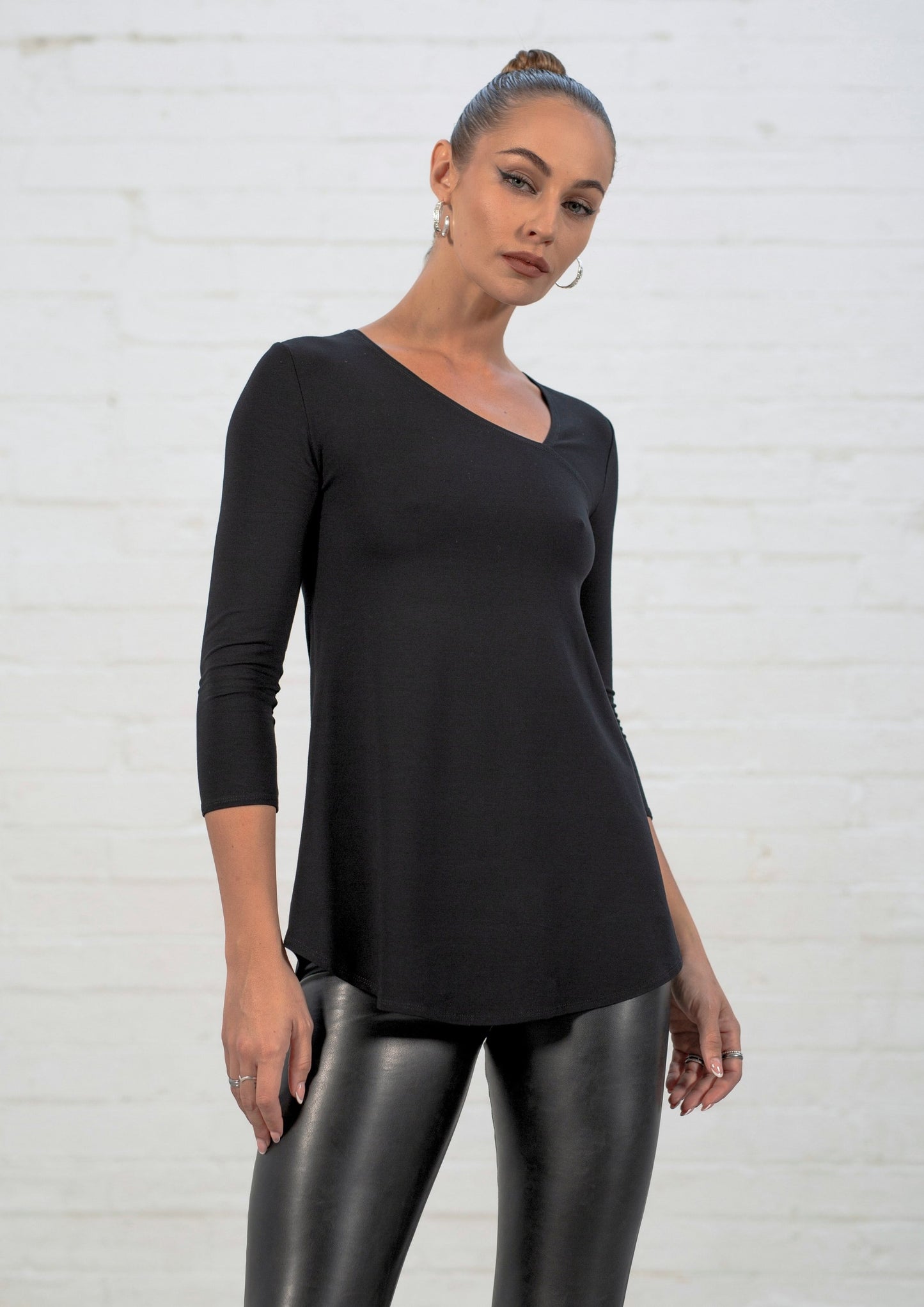 Black Evangeline (Asymmetric V-Neck) Top