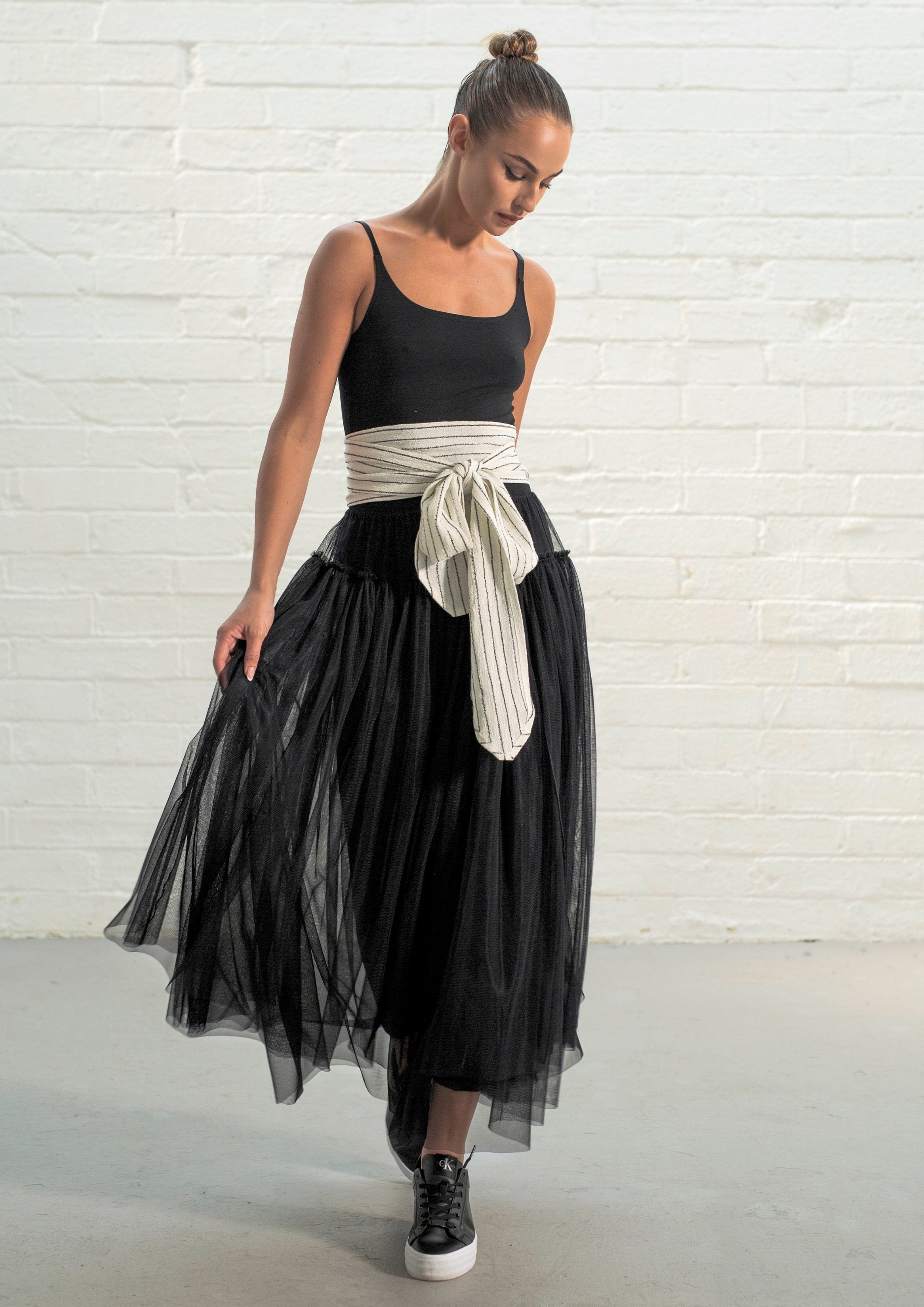 Layered tulle skirt long best sale