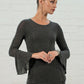 Rhea Flute Sleeve Top - Grey Melange Jersey