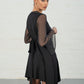 Rhea Flute Sleeve Top - Black Mesh