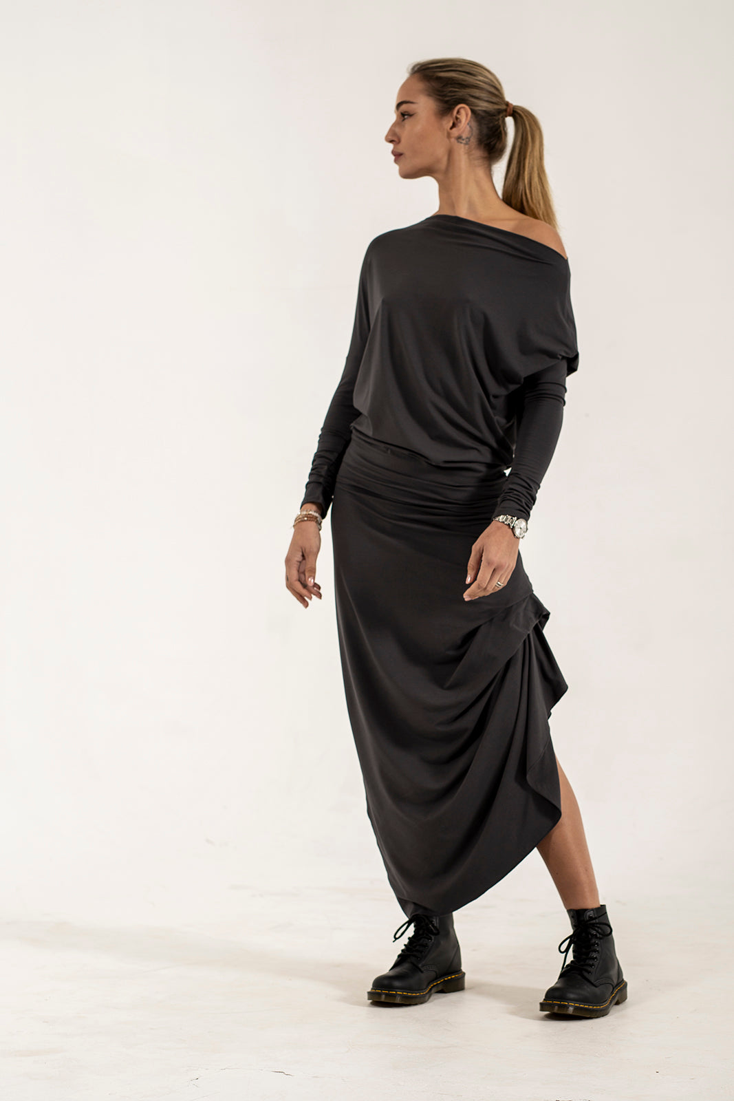 Harper Viscose Jersey Asymetrical Skirt (Lead)