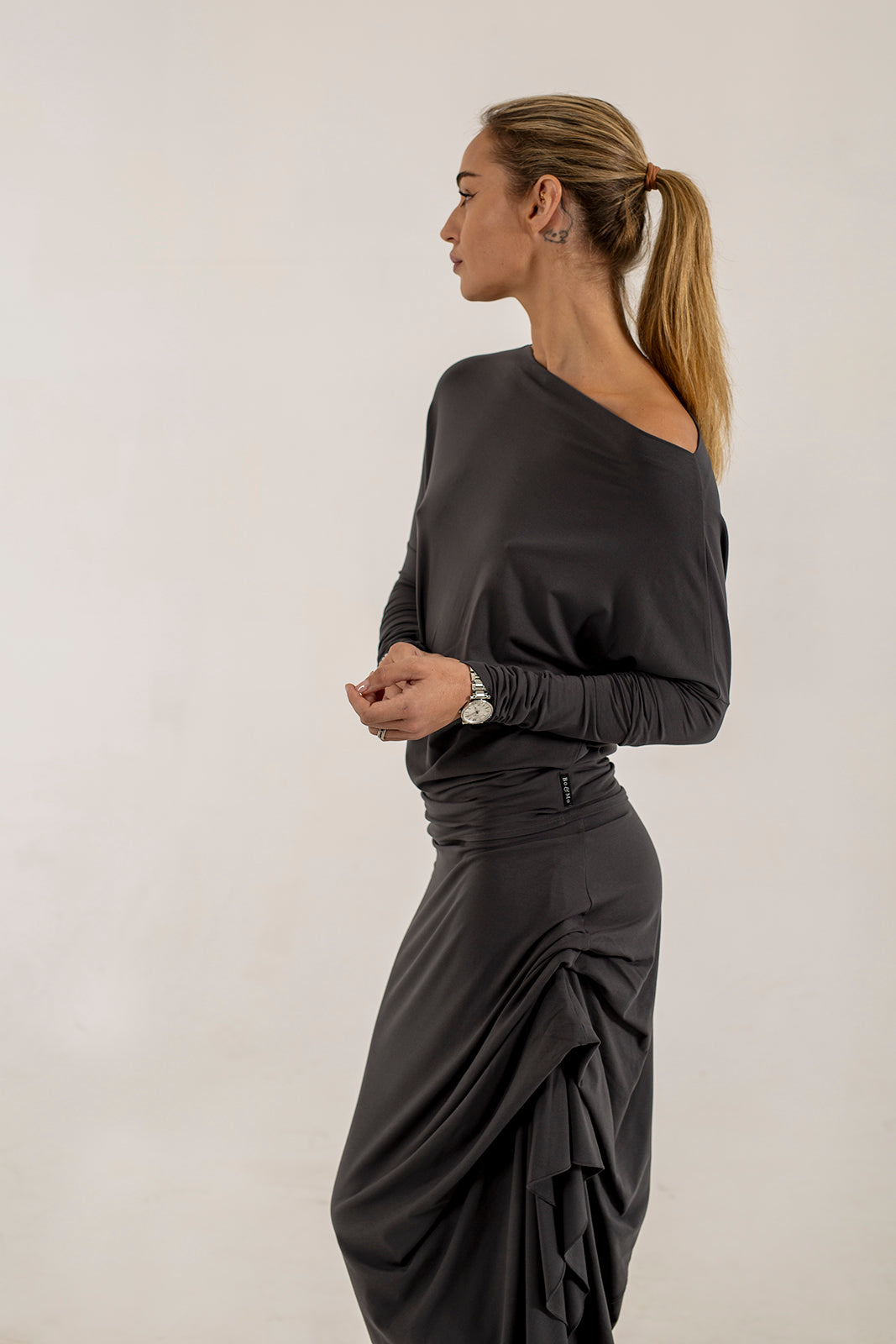 Harper Viscose Jersey Asymetrical Skirt (Lead)