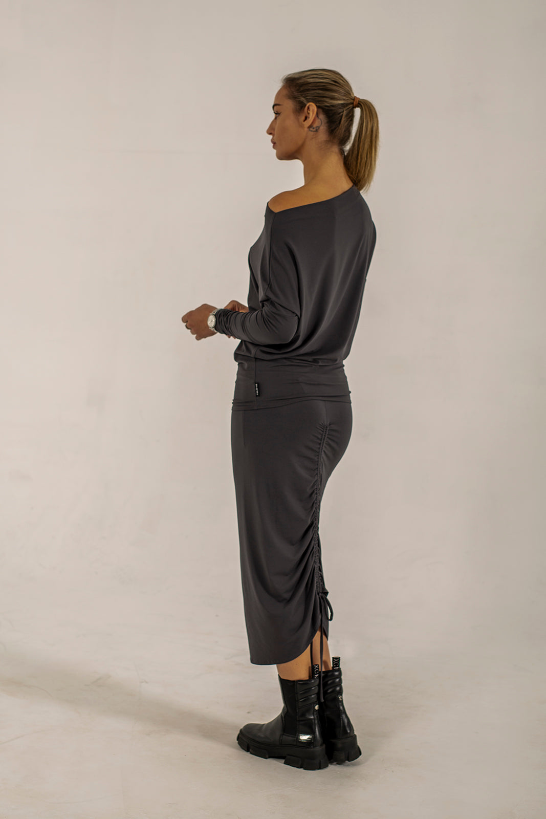 Shannon Viscose Jersey Drawstring Skirt (lead)