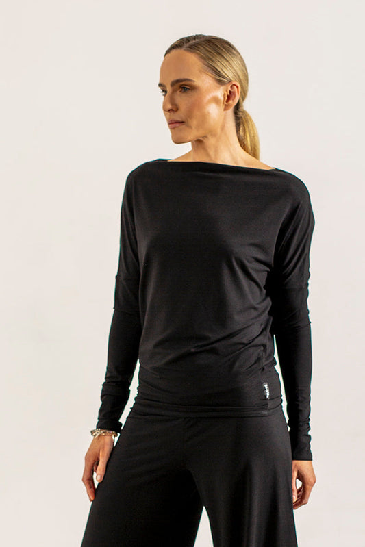 Abbe Viscose Jersey Asymetrical top (black)