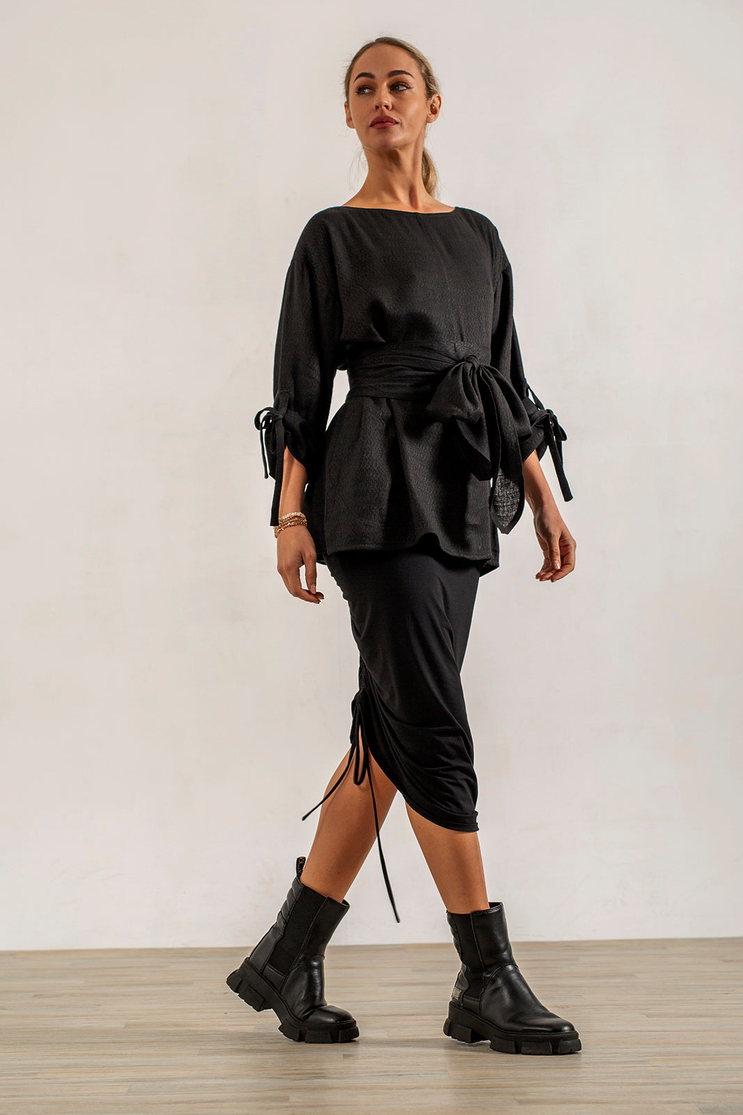 Shannon Viscose Jersey Drawstring Skirt (black)