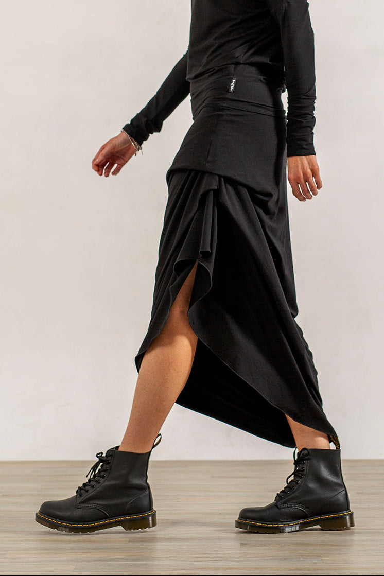 Harper Viscose Jersey Asymetrical Skirt (black)