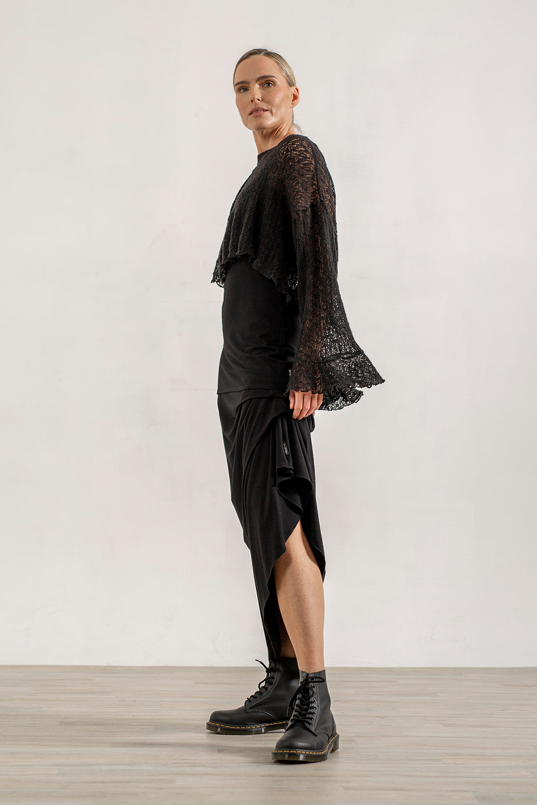 Harper Viscose Jersey Asymetrical Skirt (black)