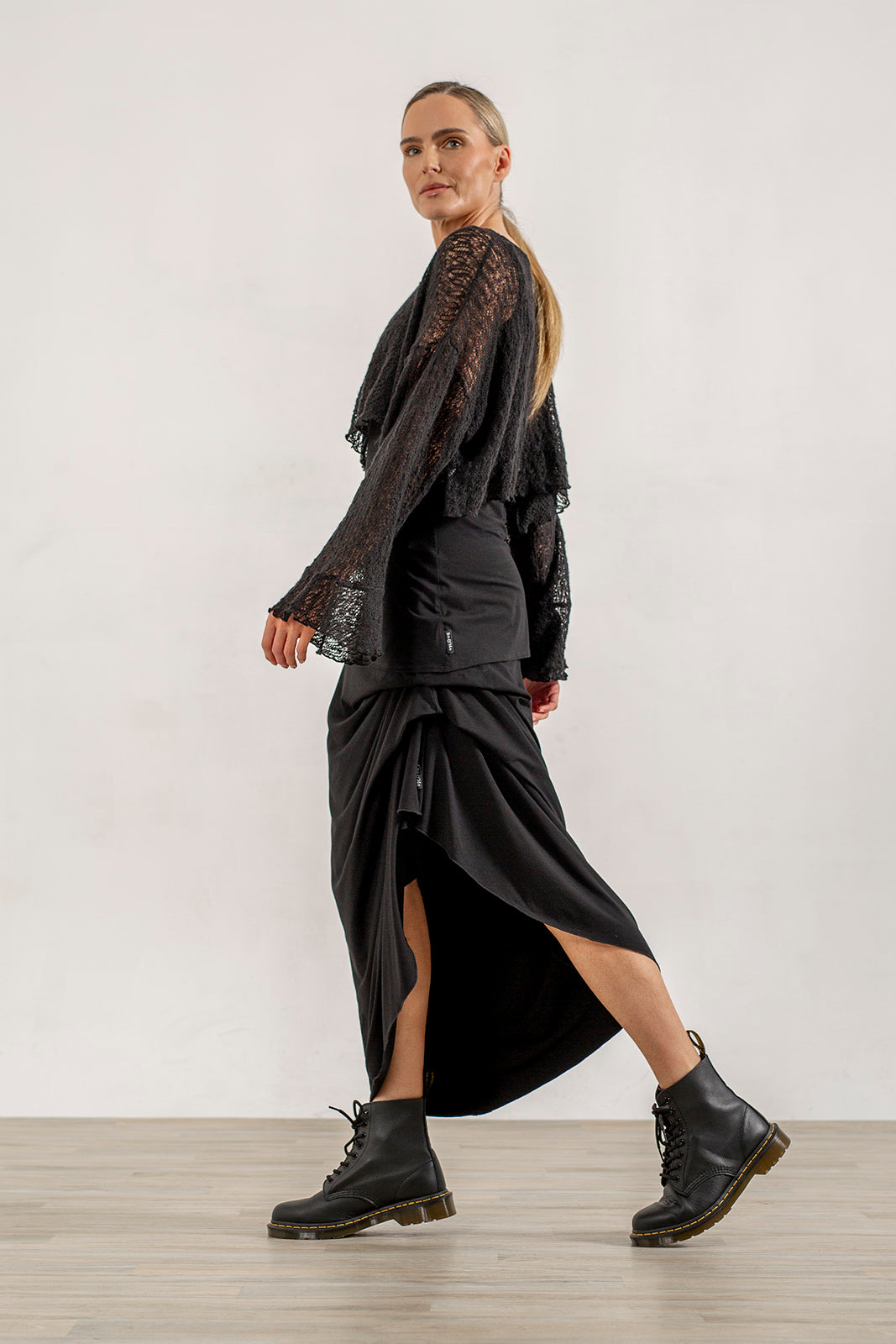 Harper Viscose Jersey Asymetrical Skirt (Lead)