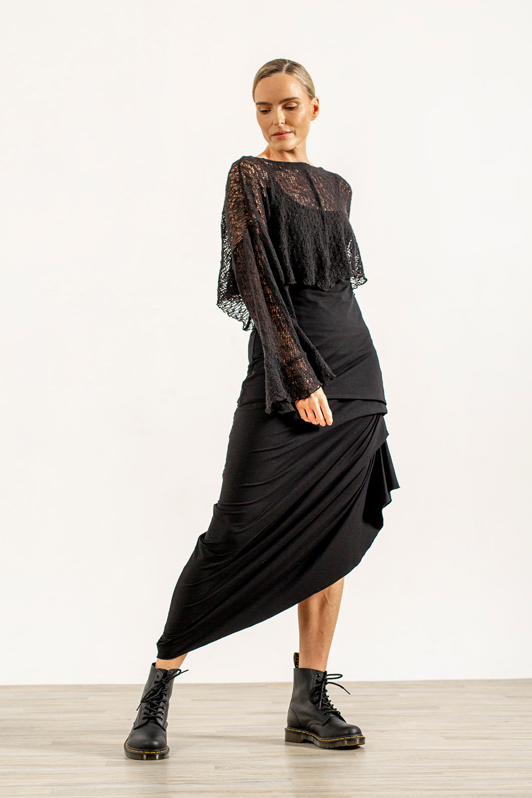 Harper Viscose Jersey Asymetrical Skirt (black)