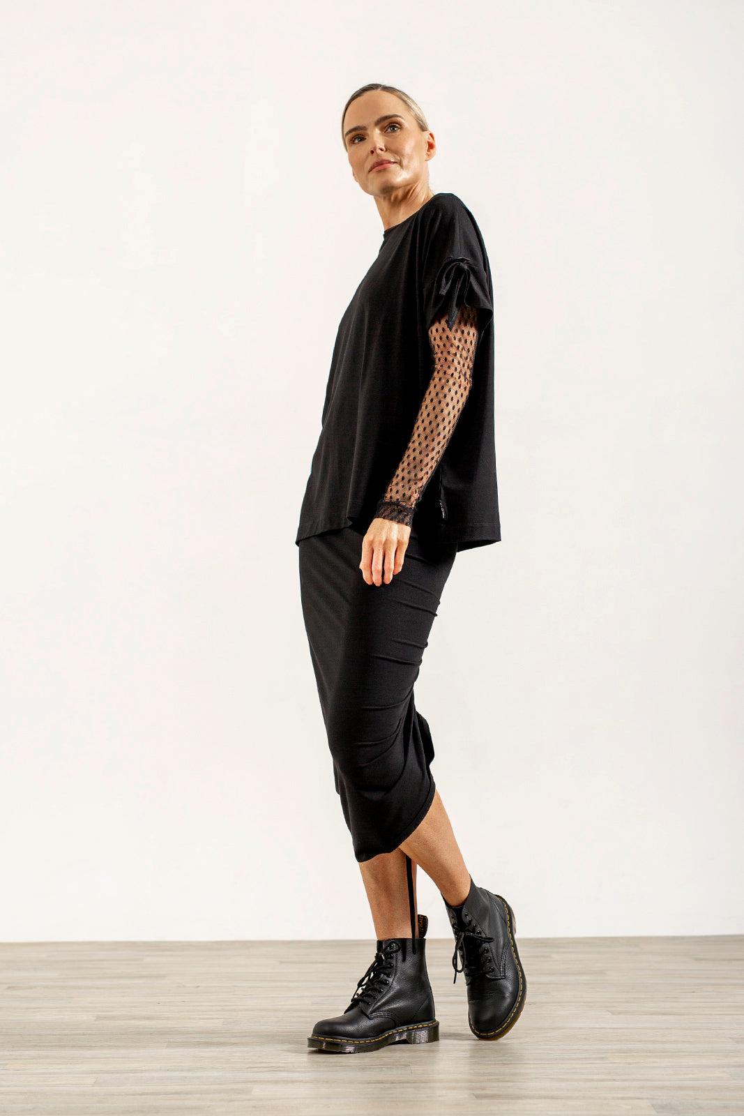 Shannon Viscose Jersey Drawstring Skirt (black)