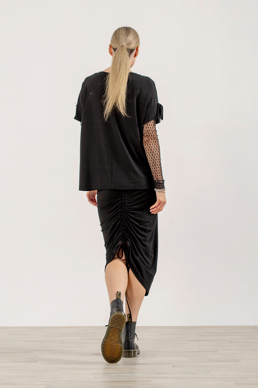Shannon Viscose Jersey Drawstring Skirt (black)