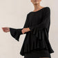 Blair Viscose Jersey Oversize Frill Hem Tunic (Black)