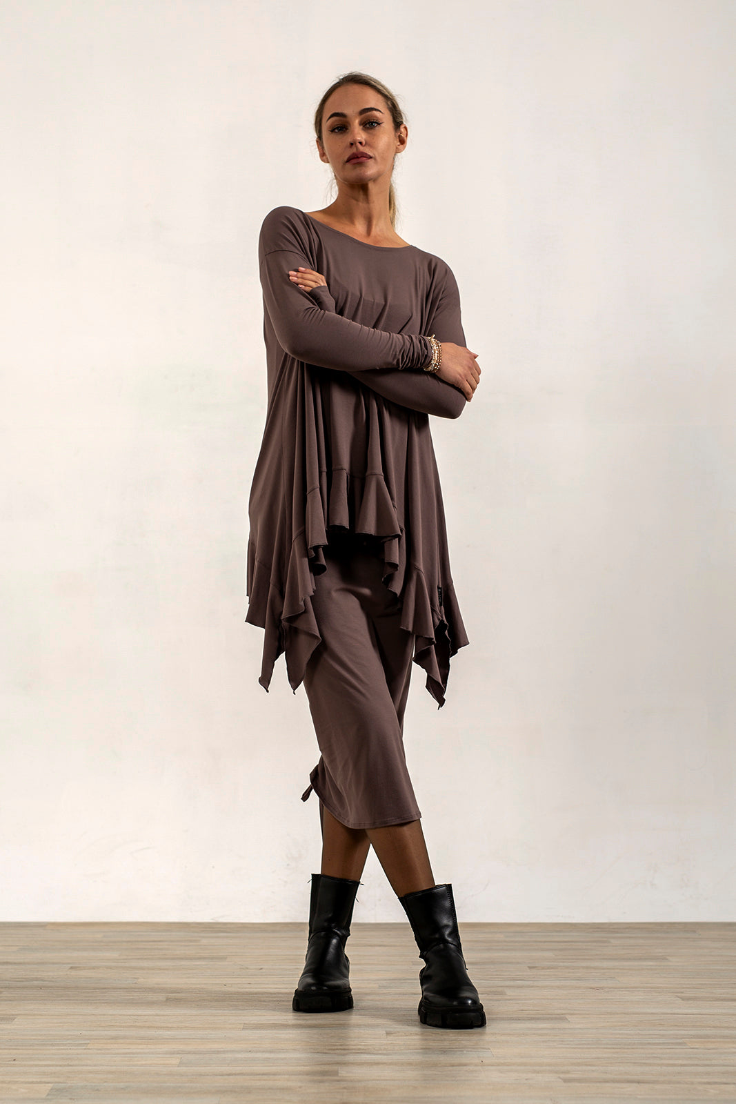 Shannon Viscose Jersey Drawstring Skirt (mink)