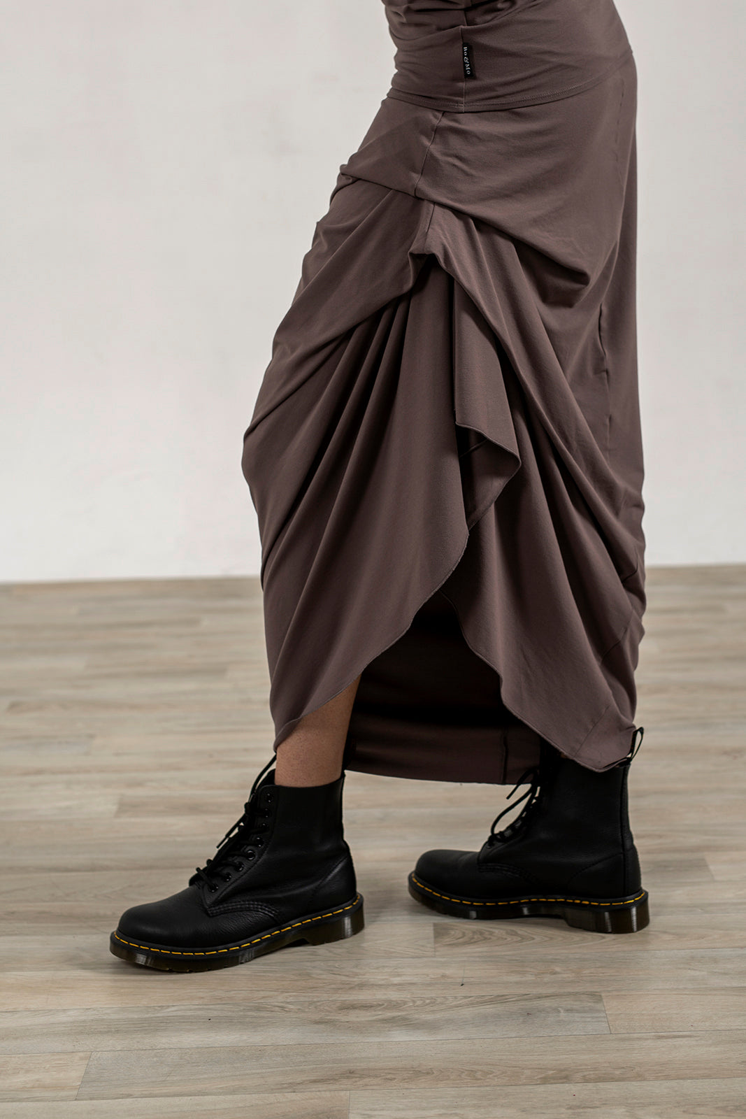 Harper Viscose Jersey Asymetrical Skirt (Mink)