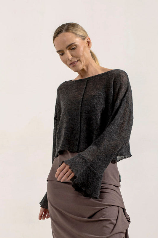 Alina Italian Wool crop jumper (Lead)