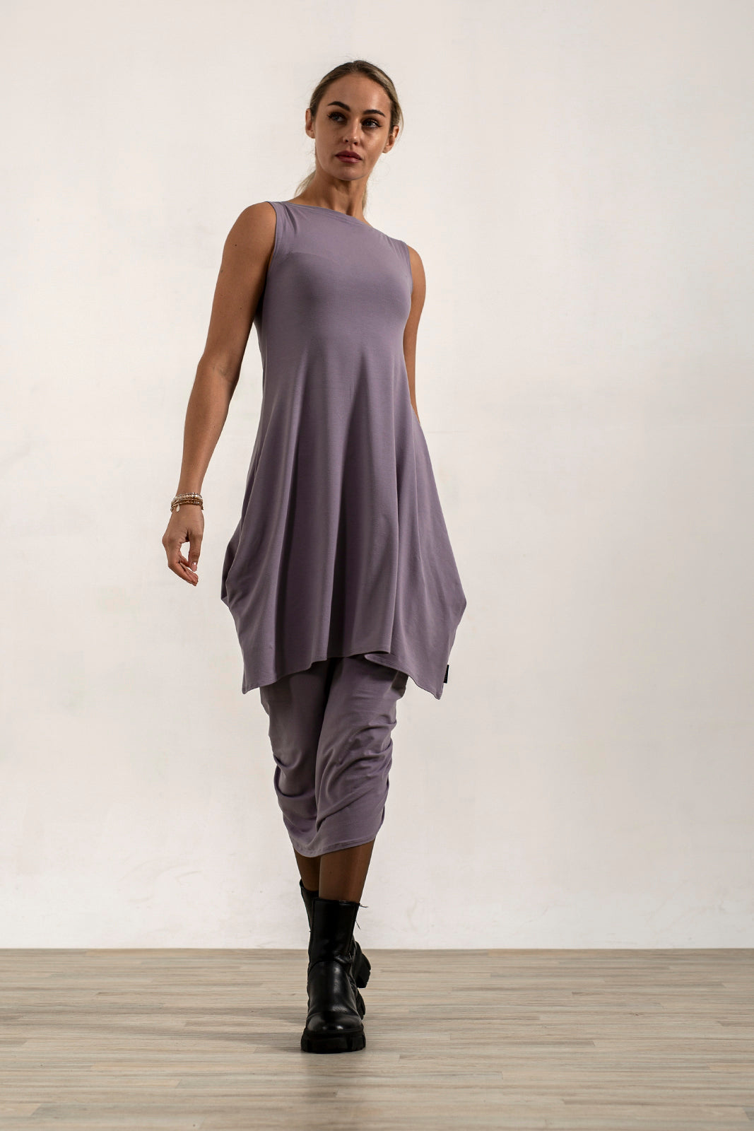 Shannon Viscose Jersey Drawstring Skirt (Silver frost)