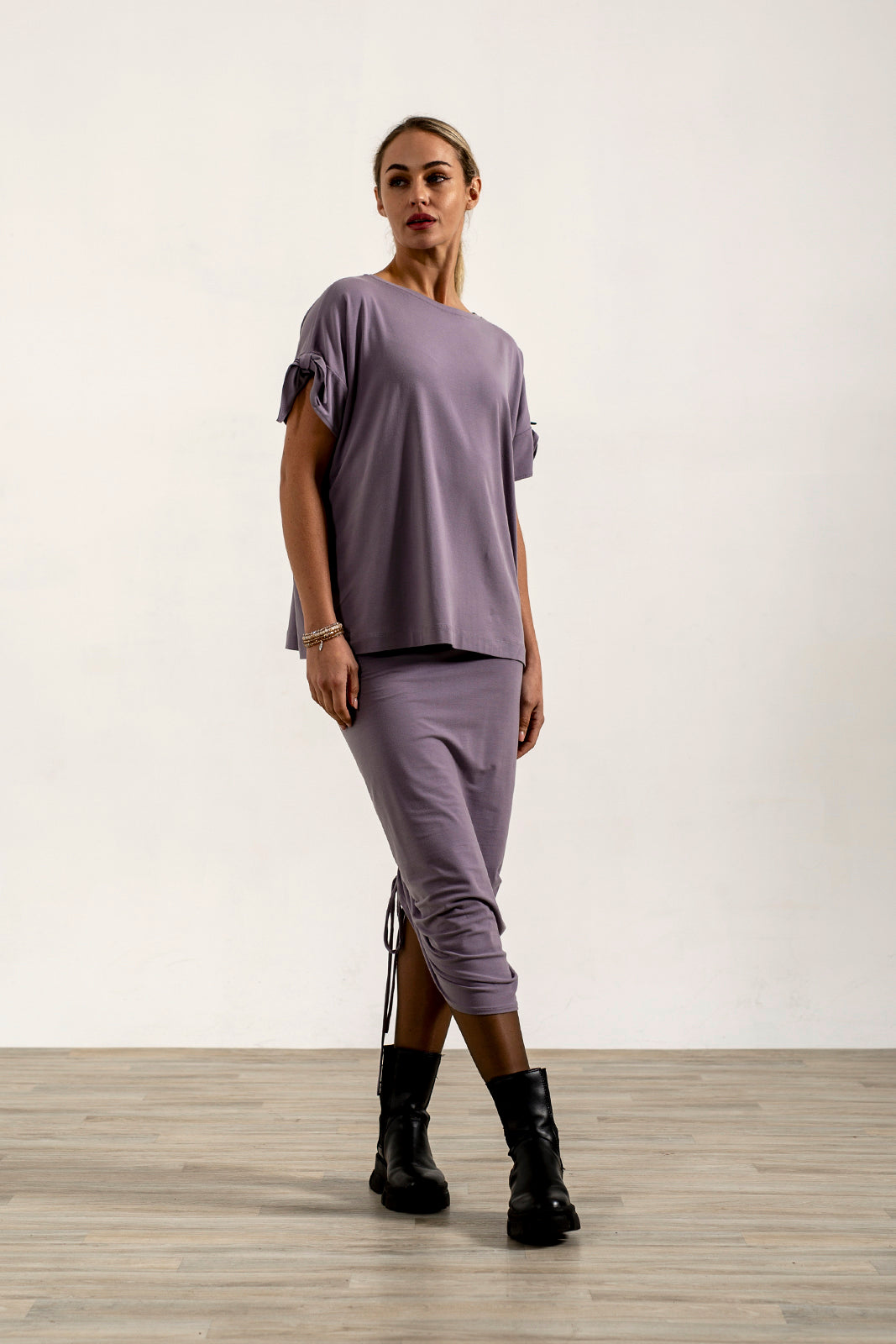 Kanchan Viscose Jersey Oversize Tee (Silver Frost)