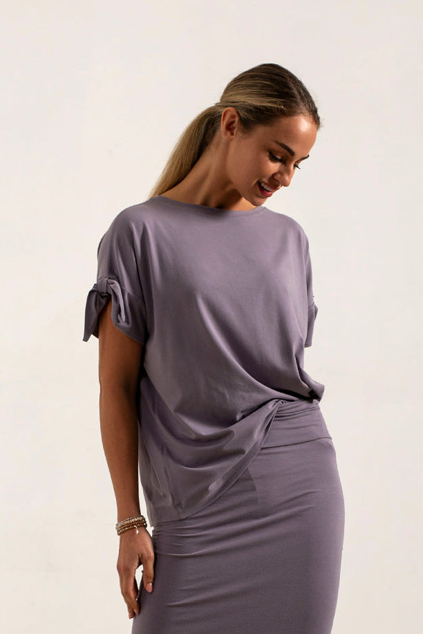 Kanchan Viscose Jersey Oversize Tee (Silver Frost)