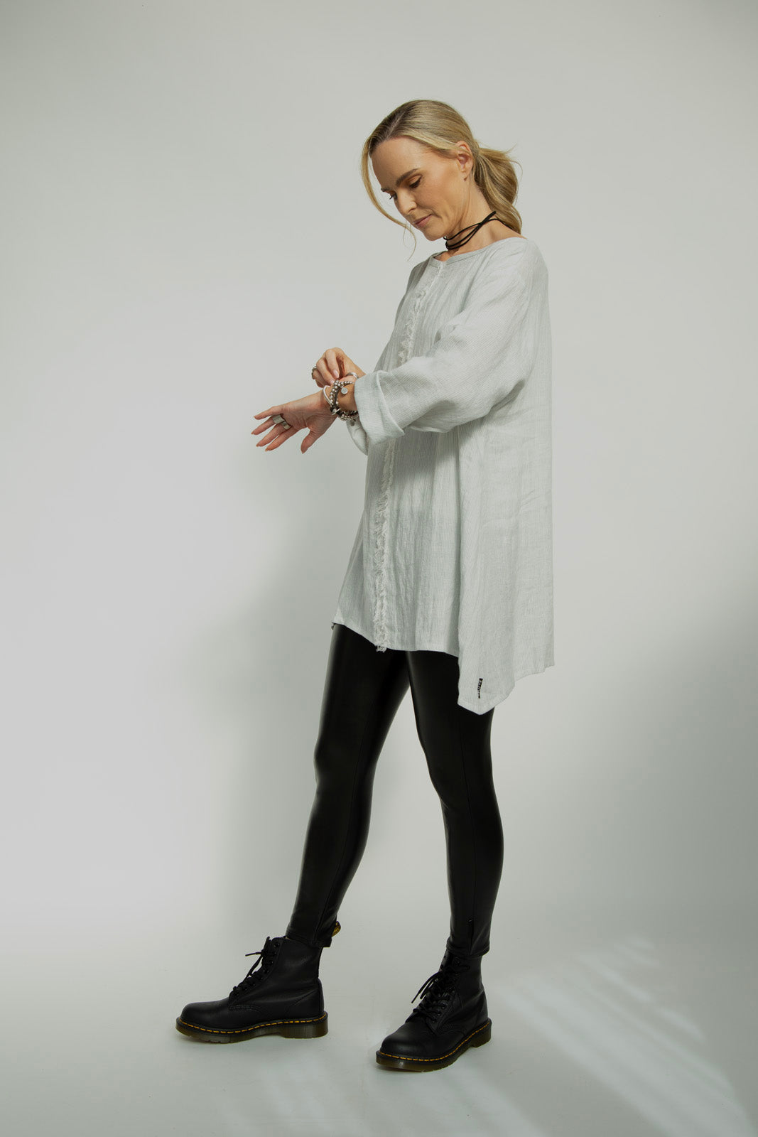 Kaia Linen tunic : Limited Edition : Grey stripe