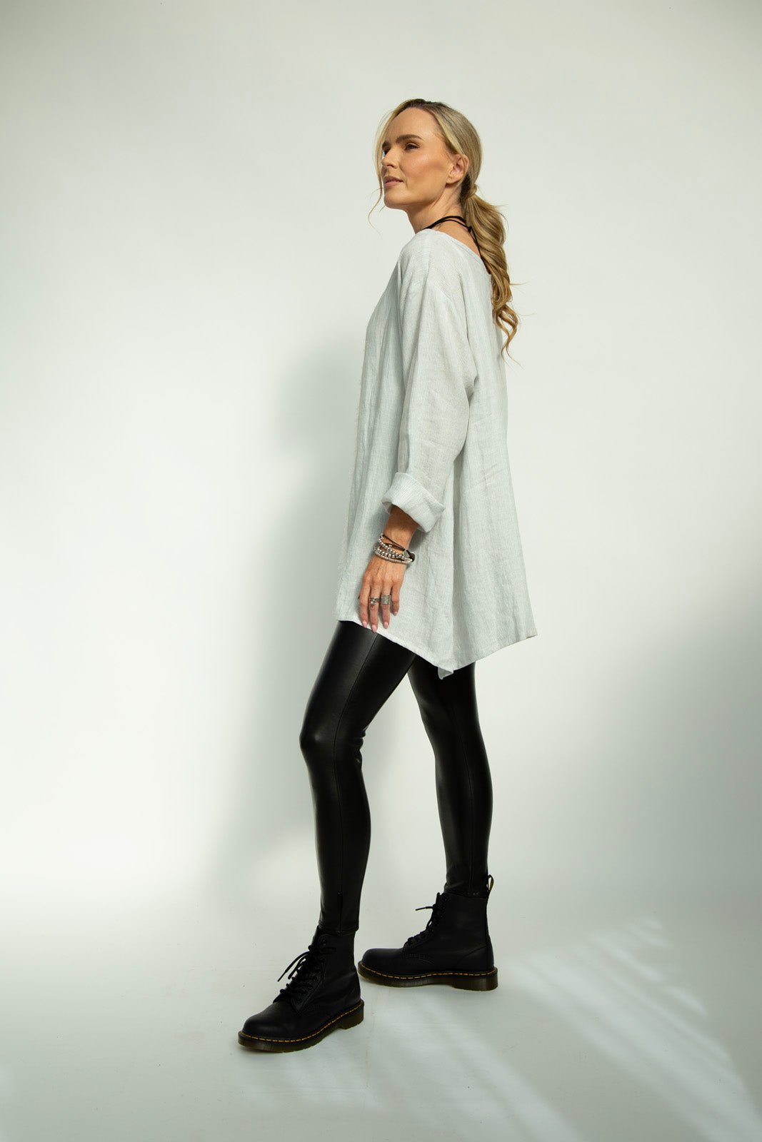 Kaia Linen tunic : Limited Edition : Grey stripe