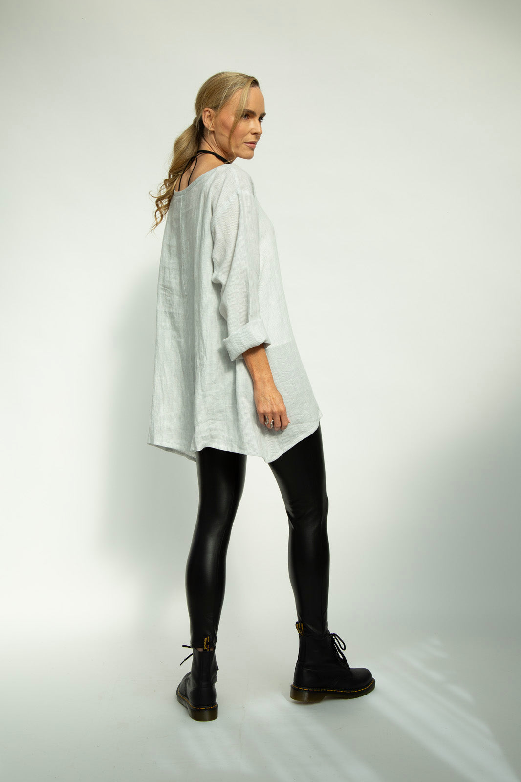 Kaia Linen tunic : Limited Edition : Grey stripe